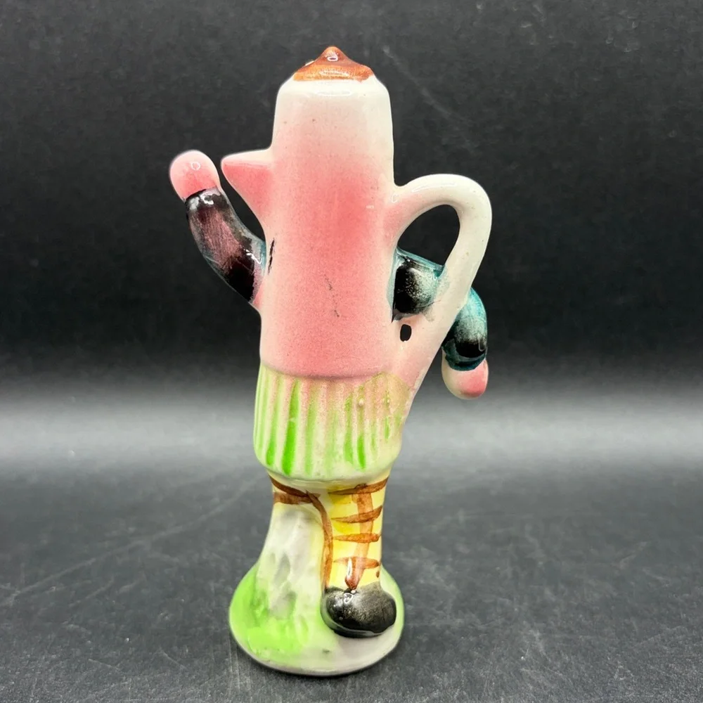 Vintage Hand Painted Anthropomorphic Coffee Pot Figure Ceramic Seasoning Shaker